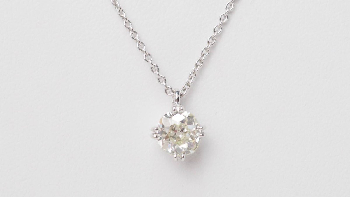 Solitaire Necklace In White Gold And 1.40ct Diamond-photo-4