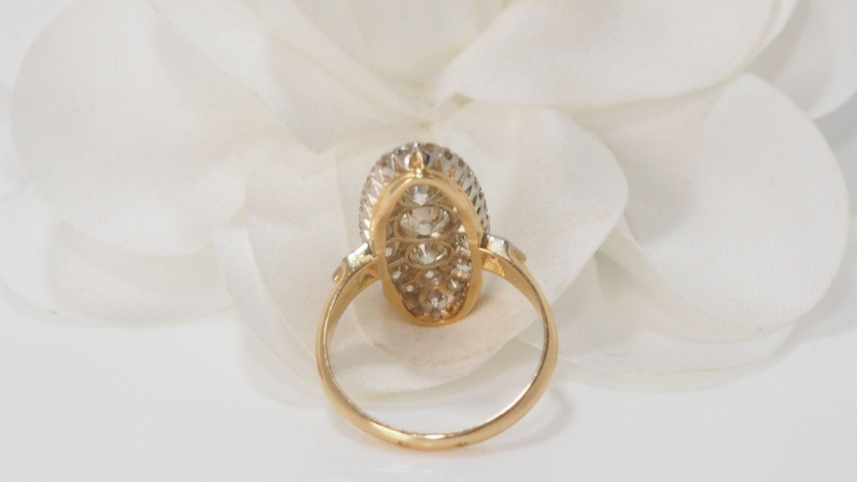 Marquise Ring In Yellow Gold And Diamonds-photo-1