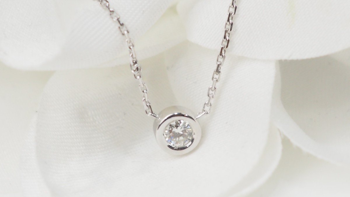 Collier Solitaire En Or Blanc Et Diamant