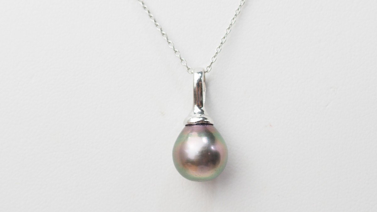 Necklace In White Gold And Tahitian Pearl -photo-3