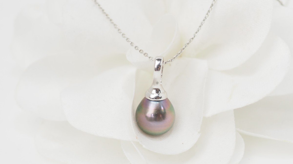 Necklace In White Gold And Tahitian Pearl -photo-3