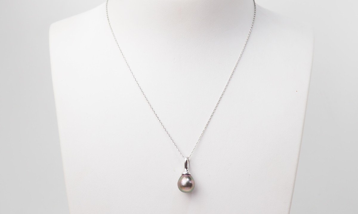 Necklace In White Gold And Tahitian Pearl 