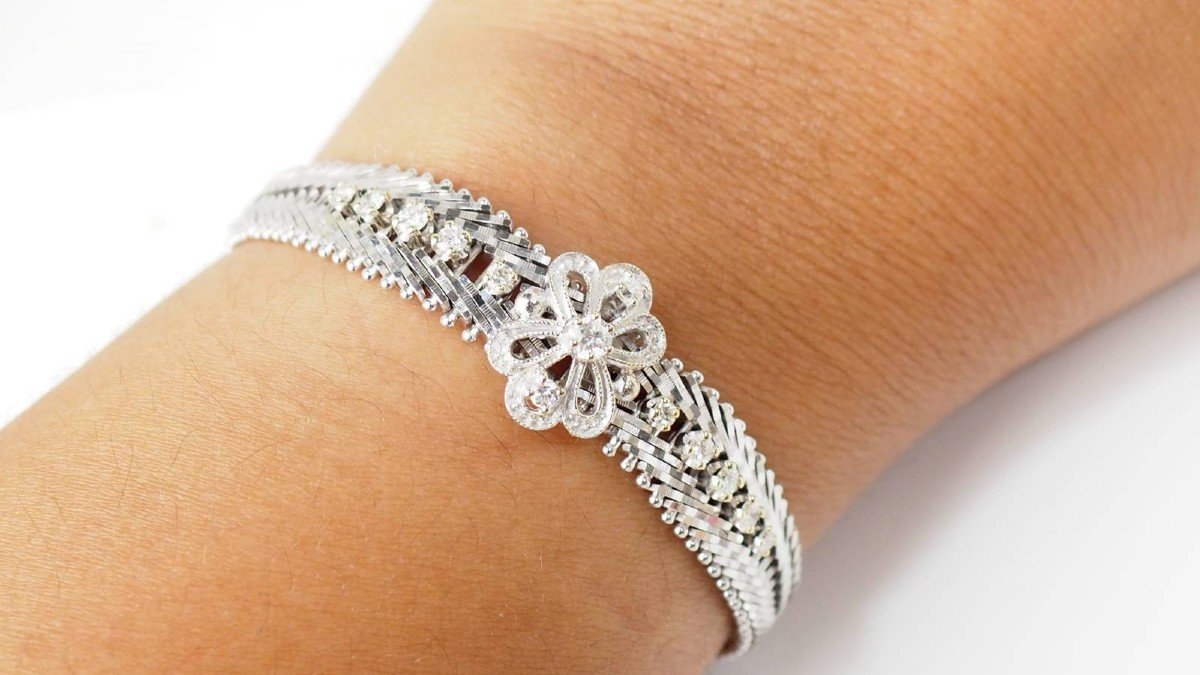 Old Bracelet In White Gold And Diamonds -photo-2