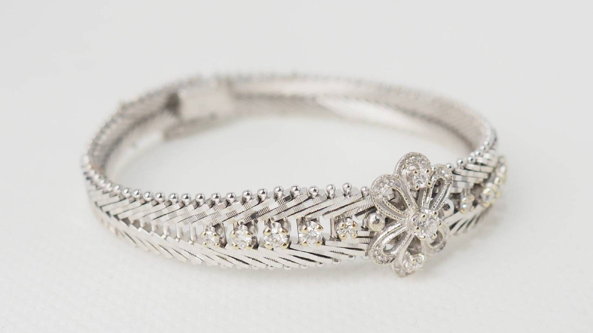 Old Bracelet In White Gold And Diamonds -photo-3