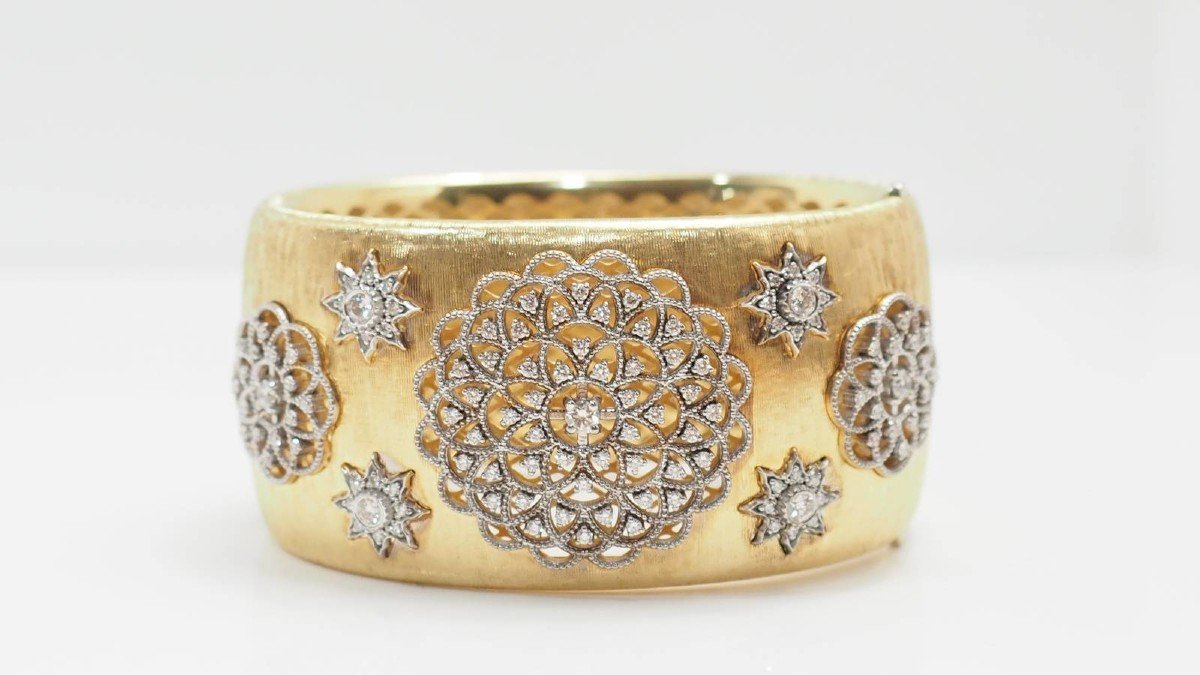 Two-tone Gold And Diamond Cuff Bracelet-photo-5