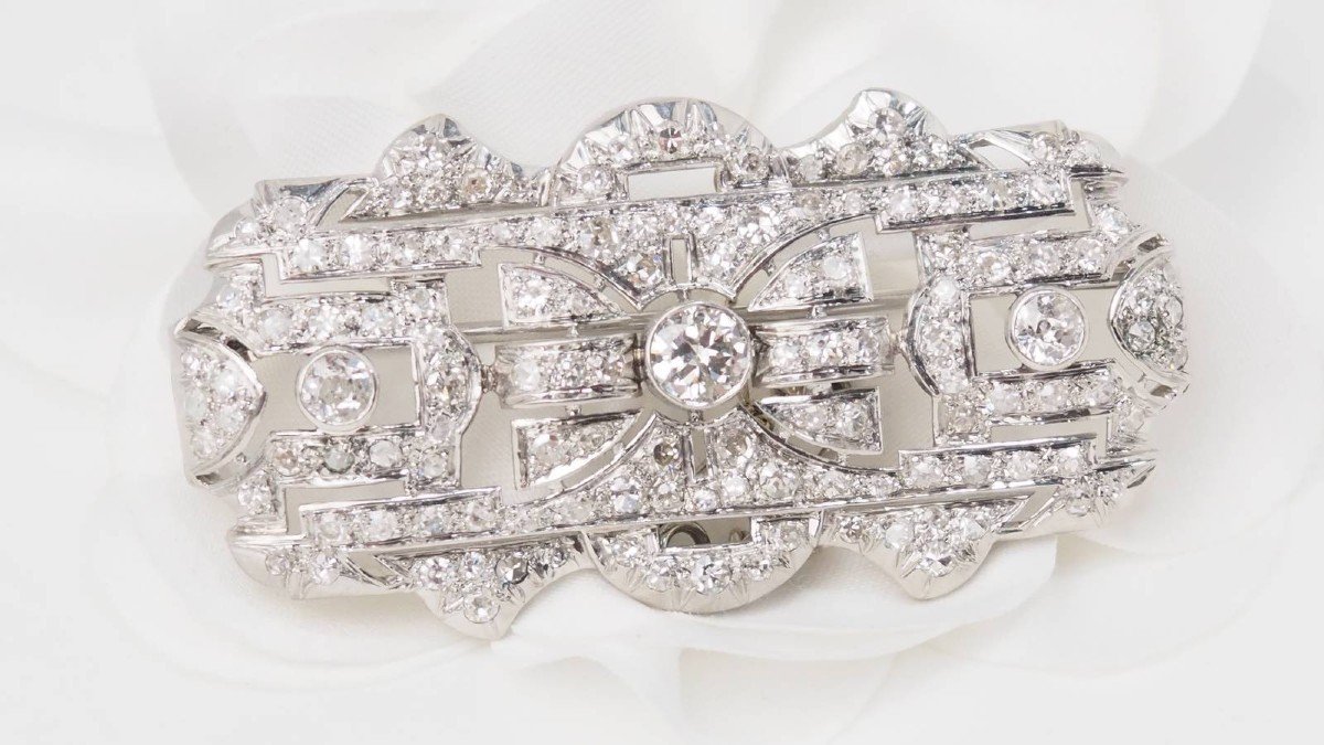 Art Deco Brooch In Platinum And Diamonds-photo-1