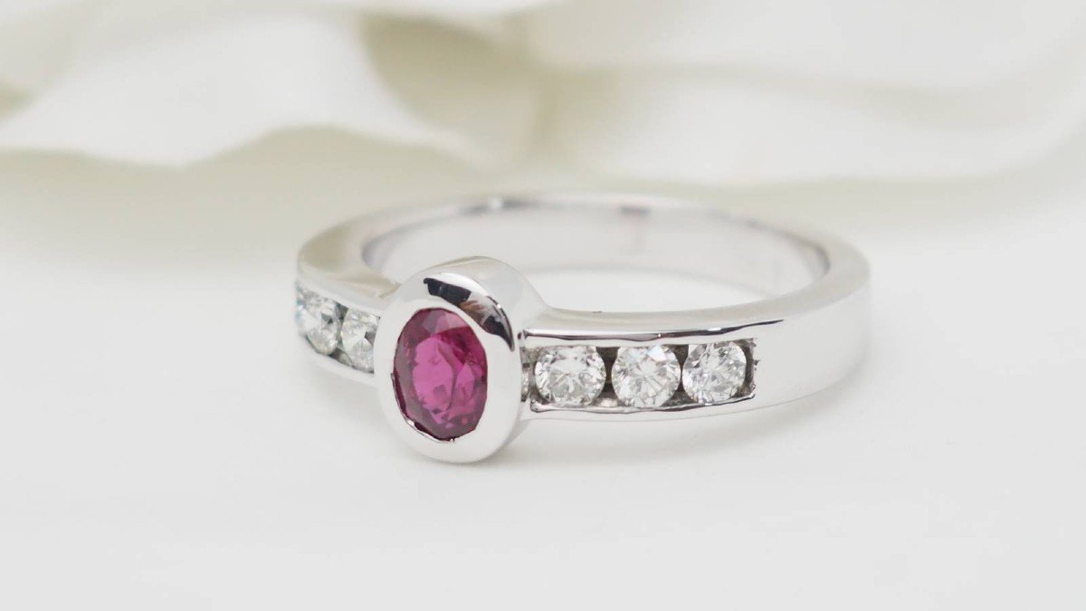 White Gold, Ruby And Diamond Ring-photo-4