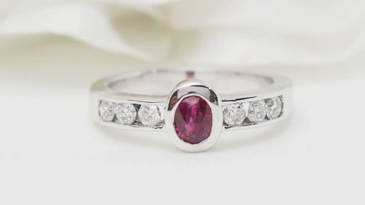 White Gold, Ruby And Diamond Ring