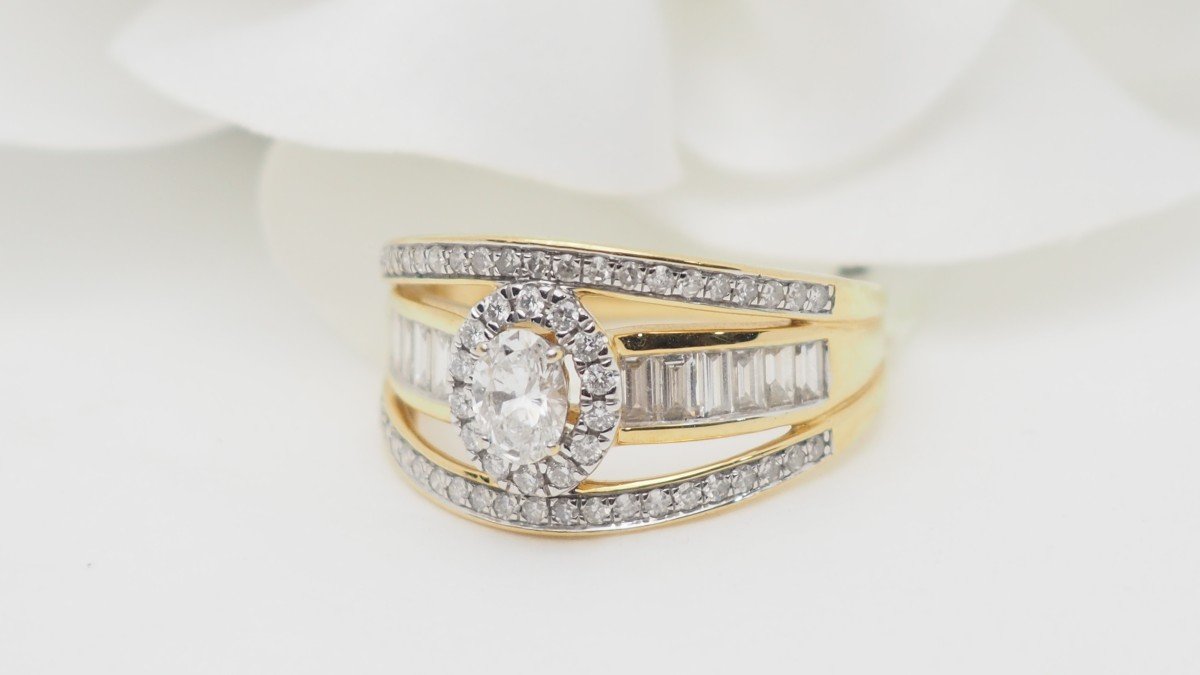 Solitaire Ring In Yellow Gold And Certified Diamond-photo-4