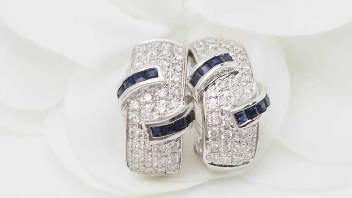 Earrings In White Gold, Sapphires And Diamonds -photo-1