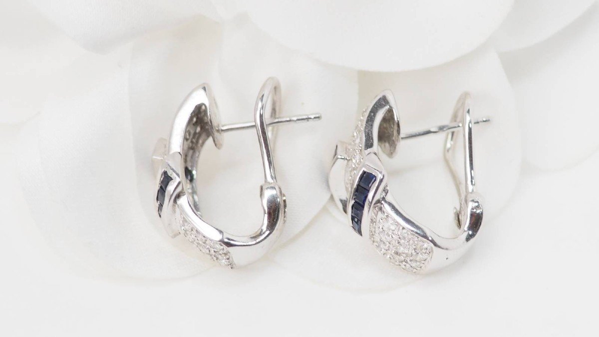 Earrings In White Gold, Sapphires And Diamonds -photo-2