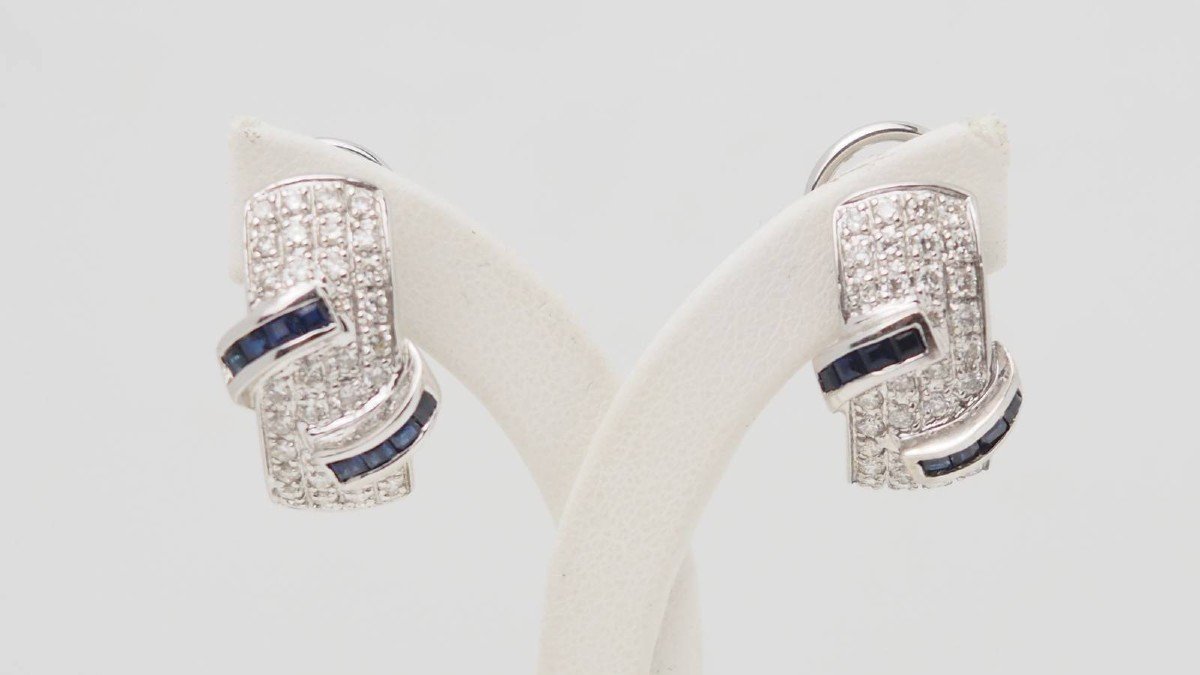 Earrings In White Gold, Sapphires And Diamonds -photo-4