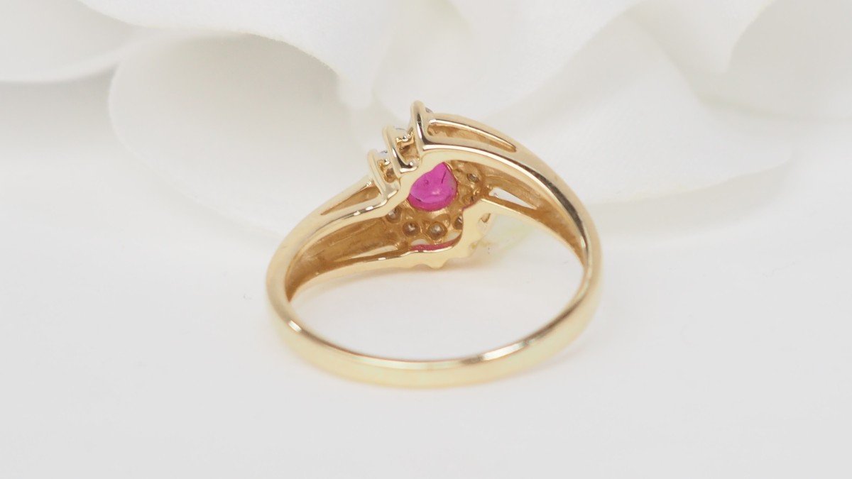 Bague En Or Jaune, Rubis Et Diamants -photo-3