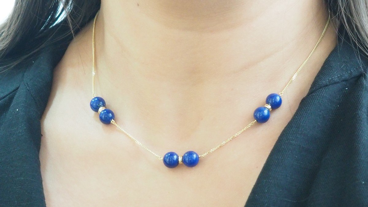 Collier En Or Jaune Et Lapis Lazulli-photo-2