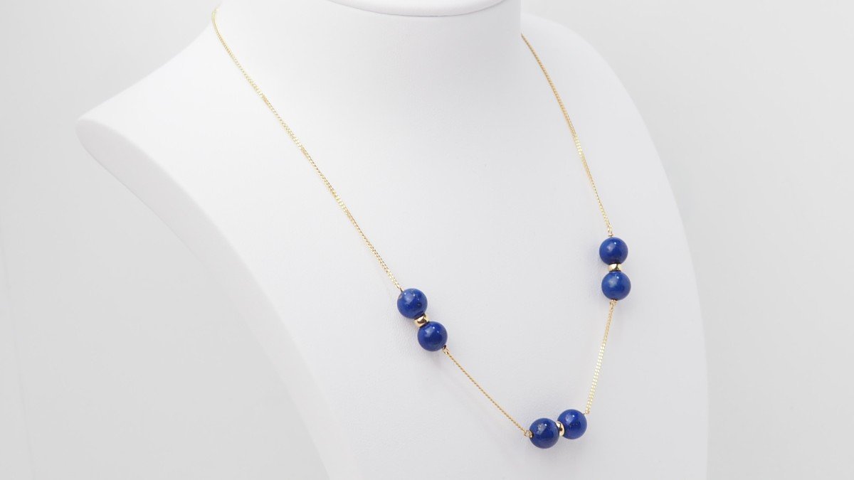 Collier En Or Jaune Et Lapis Lazulli-photo-3