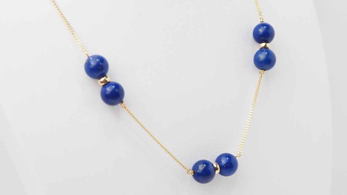 Collier En Or Jaune Et Lapis Lazulli-photo-4