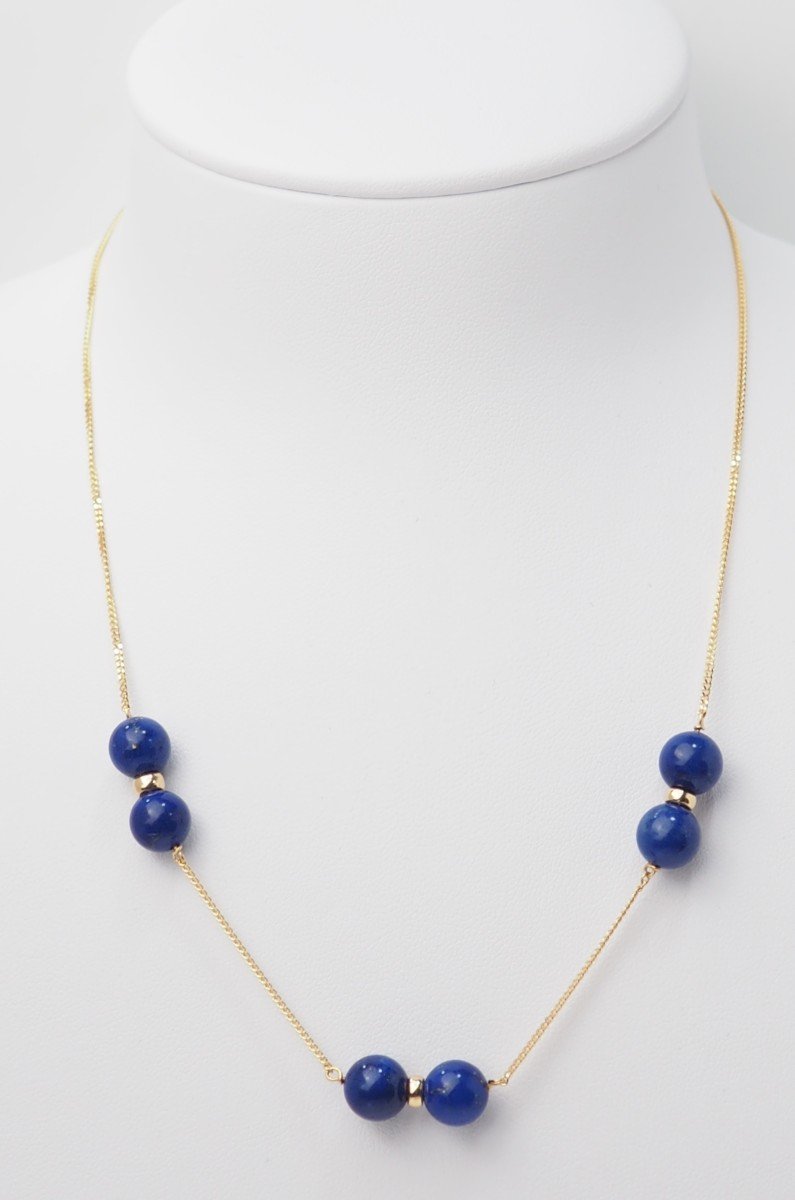 Collier En Or Jaune Et Lapis Lazulli-photo-1