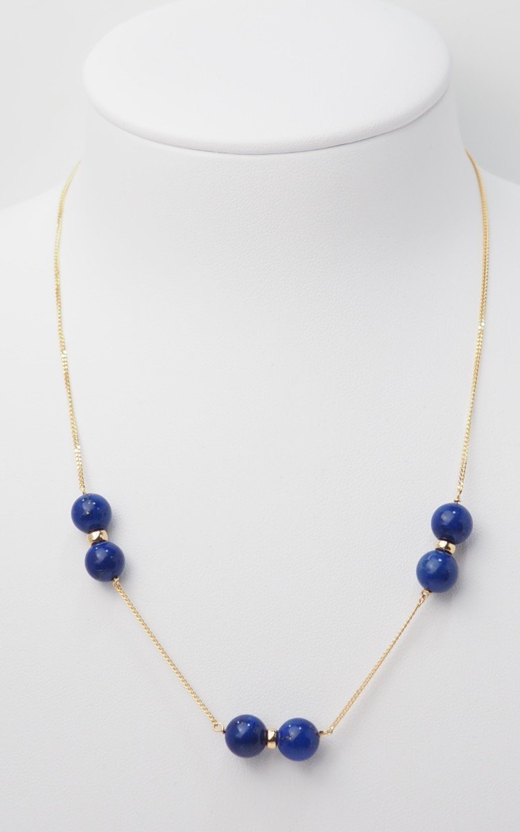 Collier En Or Jaune Et Lapis Lazulli