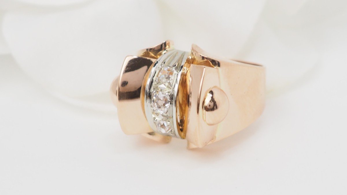 Bague Tank En Or Rose Et Diamants-photo-3