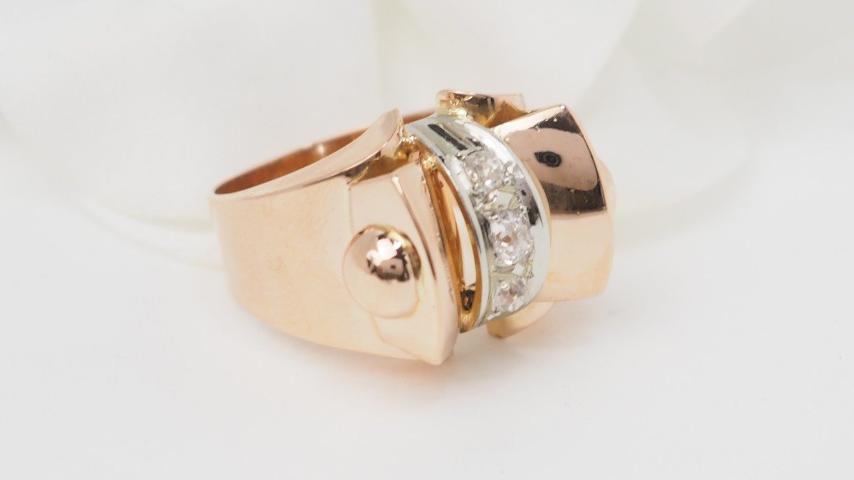 Bague Tank En Or Rose Et Diamants-photo-4