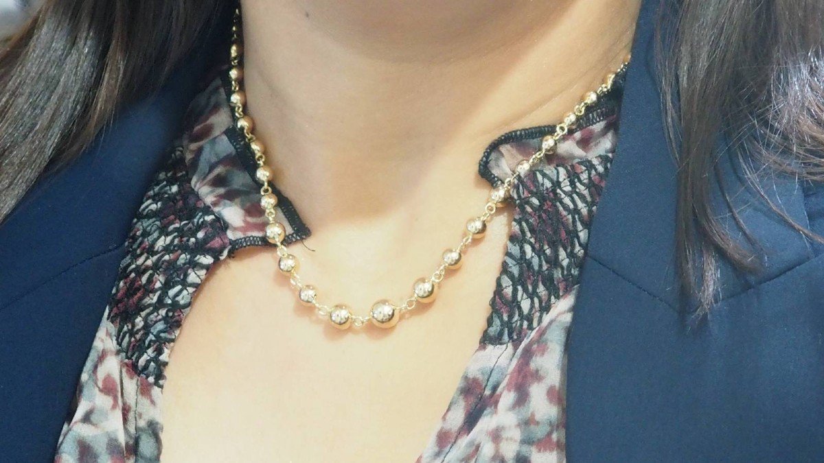 Marseille Necklace With Falling Balls In Rose Gold-photo-2