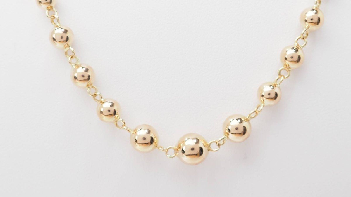 Marseille Necklace With Falling Balls In Rose Gold-photo-3