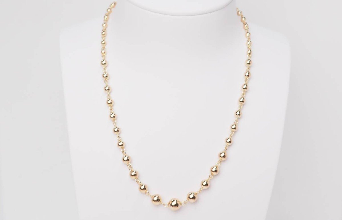 Marseille Necklace With Falling Balls In Rose Gold