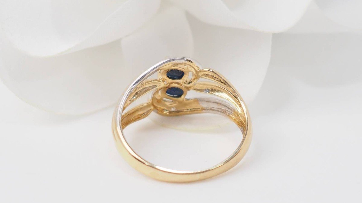 Vintage Ring In Yellow And White Gold, Sapphires And Brilliants-photo-4