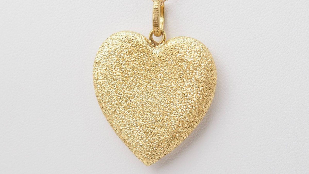 Pendentif Coeur Sablé De Carolina Bucci En Or Jaune -photo-2