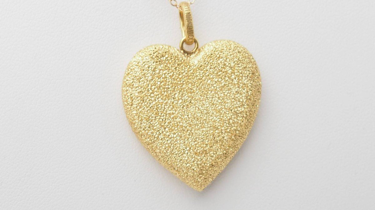 Pendentif Coeur Sablé De Carolina Bucci En Or Jaune 