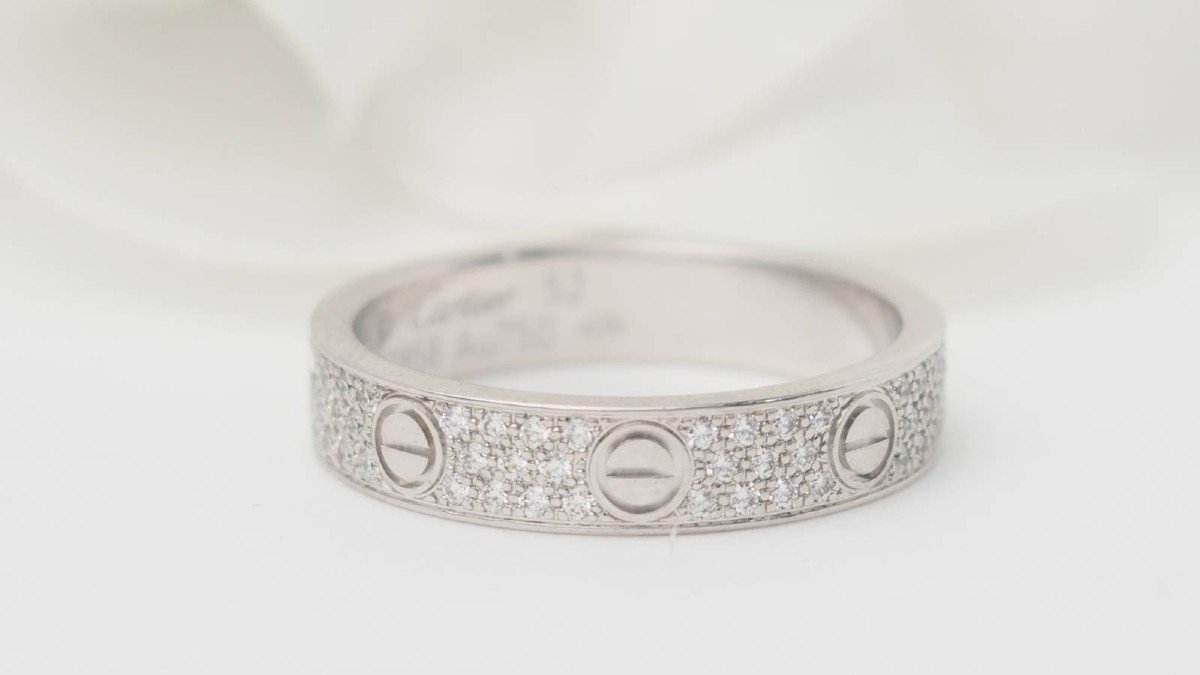 Cartier Love Ring In White Gold And Diamonds -photo-4