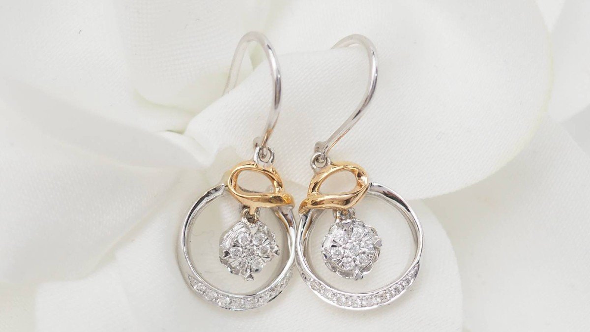 White Rose Gold And Diamond Earrings-photo-2