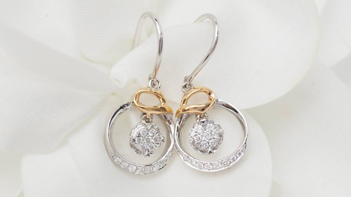 White Rose Gold And Diamond Earrings