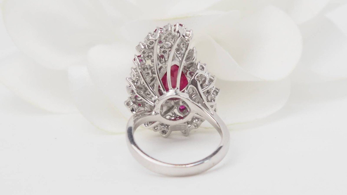 White Gold, Ruby And Diamond Cocktail Ring-photo-2