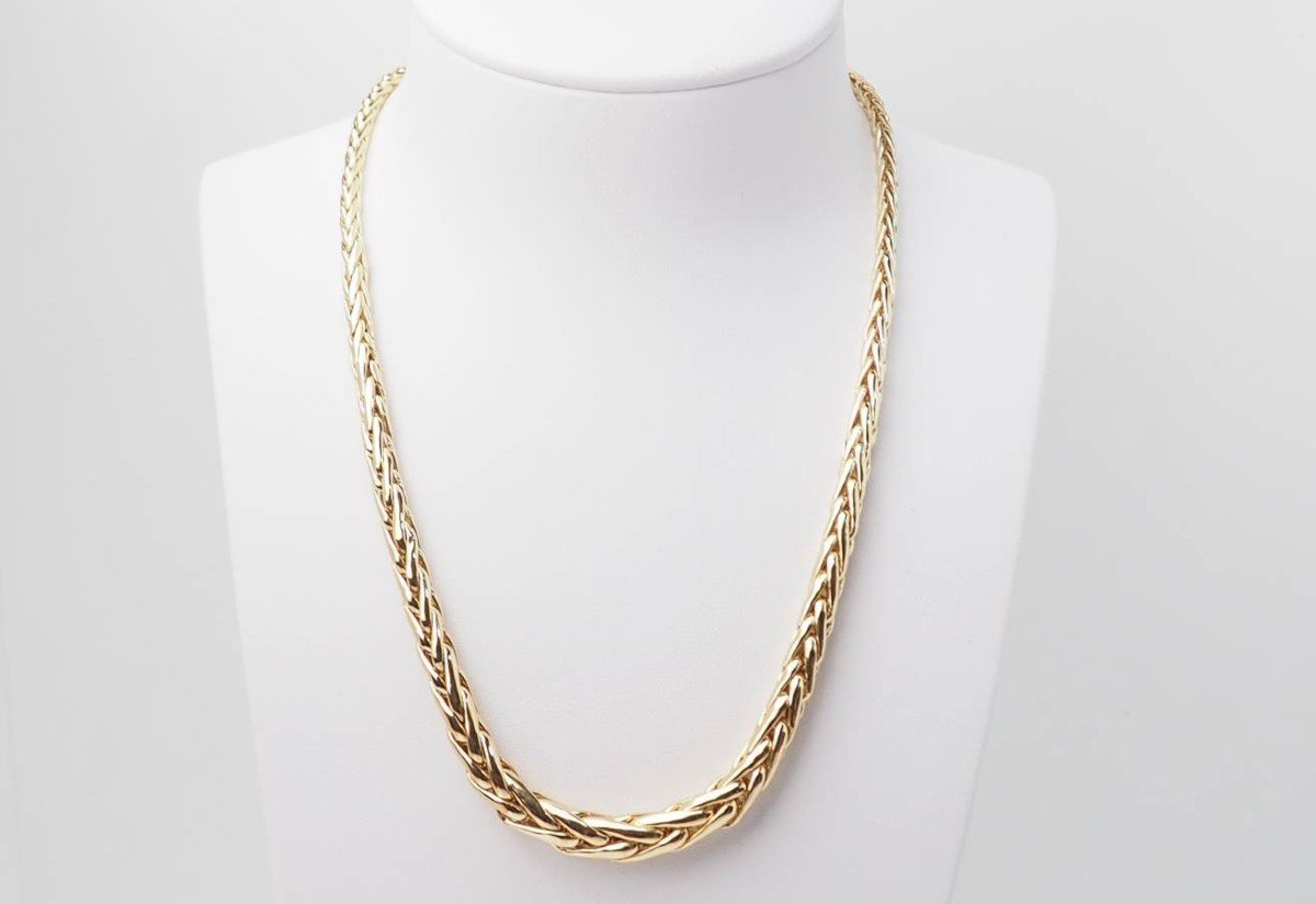 Yellow Gold Palmier Mesh Necklace -photo-3