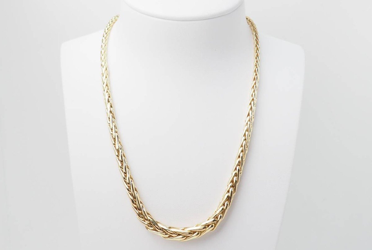 Yellow Gold Palmier Mesh Necklace 