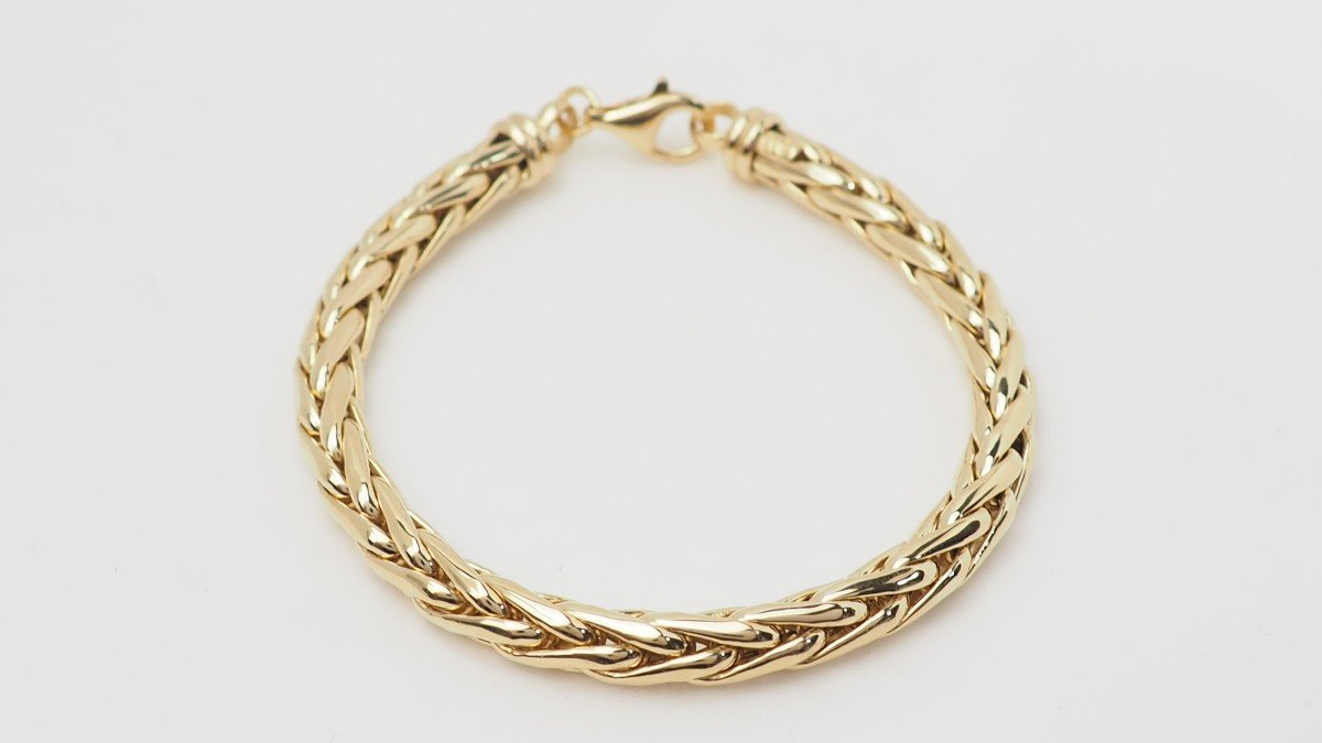 Yellow Gold Palm Mesh Bracelet-photo-3