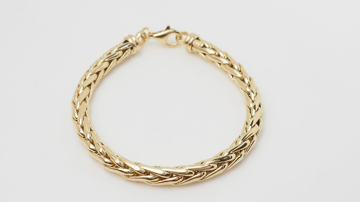 Yellow Gold Palm Mesh Bracelet-photo-4