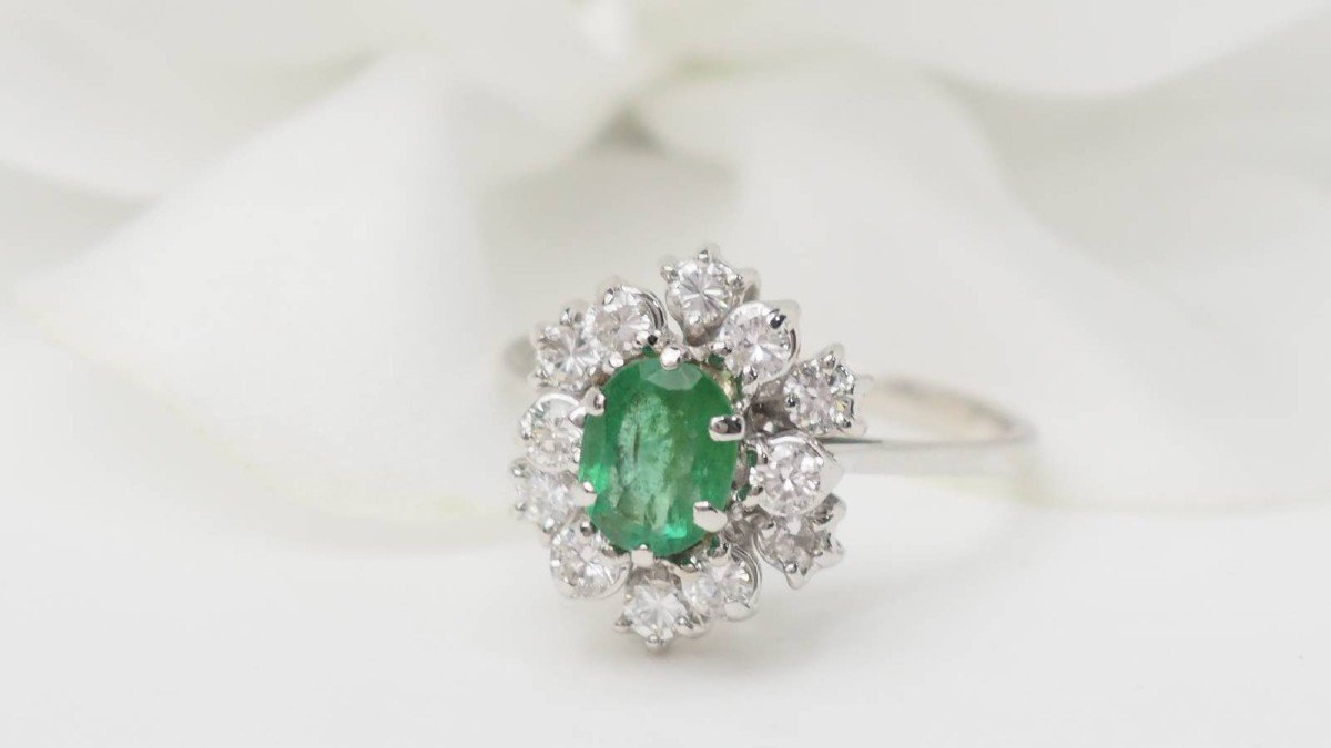 Yellow Gold, Emerald And Diamond Entourage Ring-photo-3