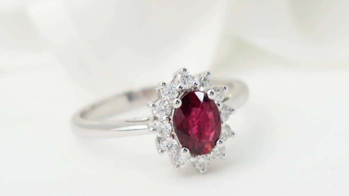 White Gold, Ruby And Diamond Entourage Ring-photo-3