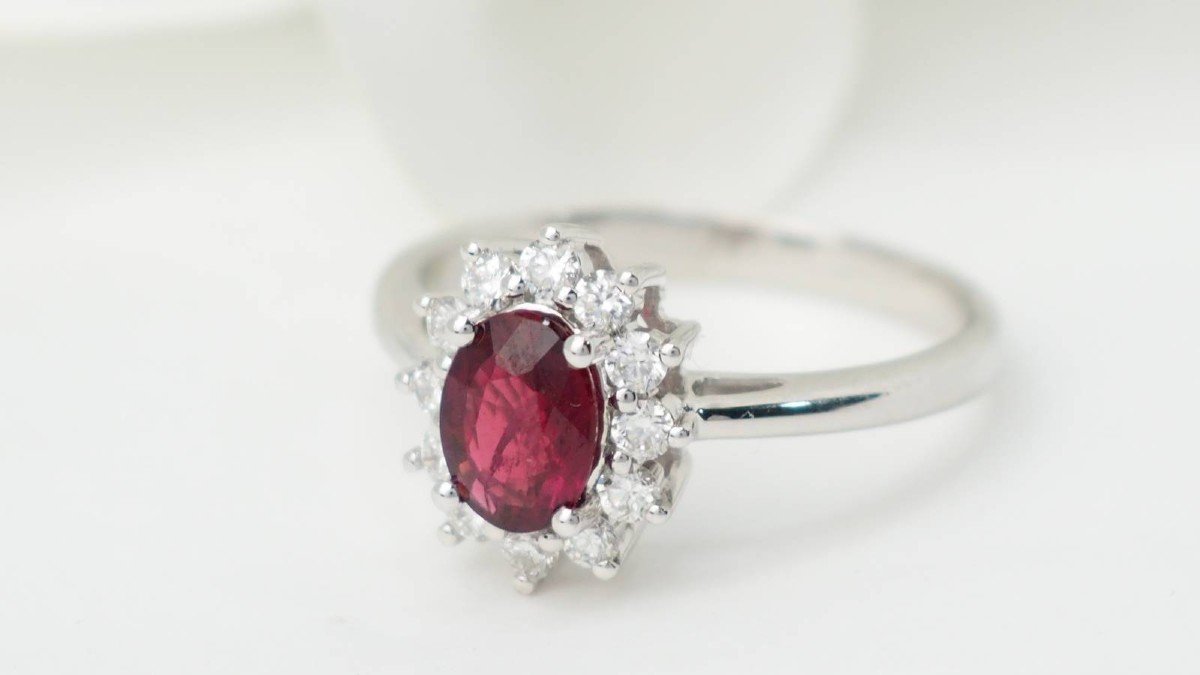 White Gold, Ruby And Diamond Entourage Ring-photo-4