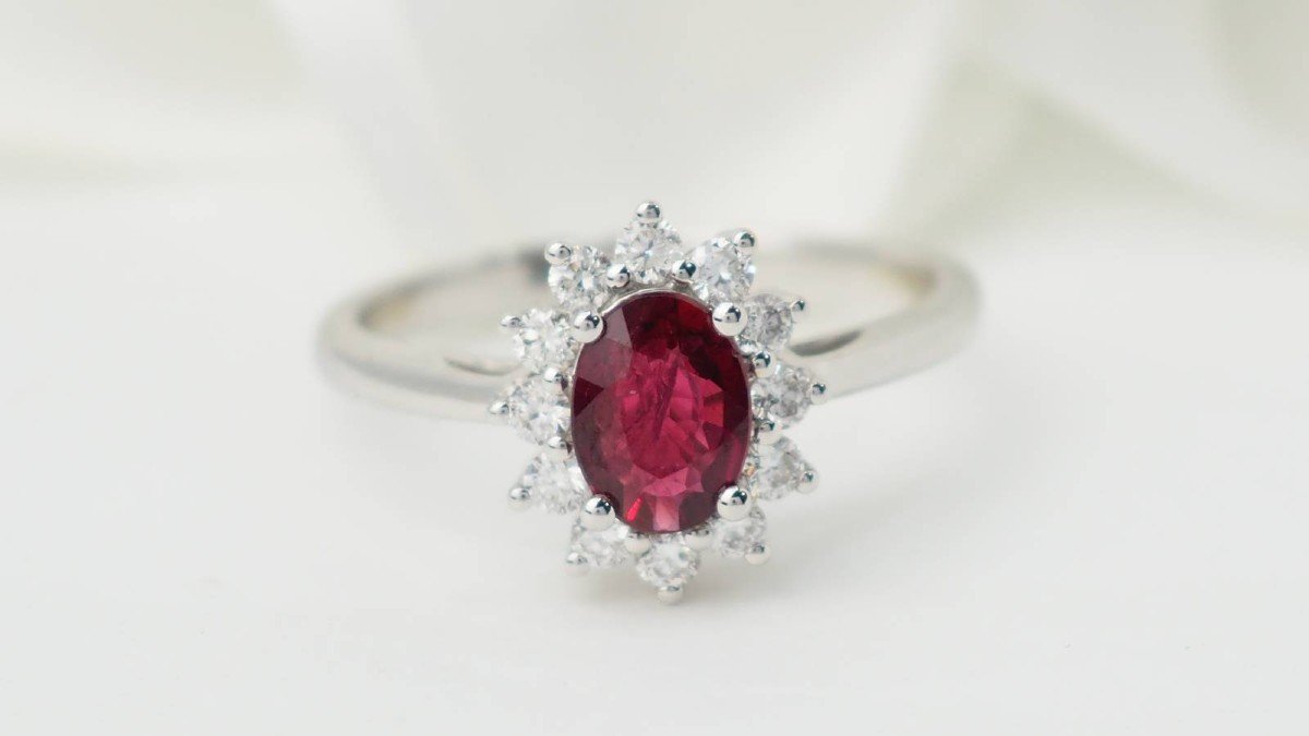 White Gold, Ruby And Diamond Entourage Ring-photo-1