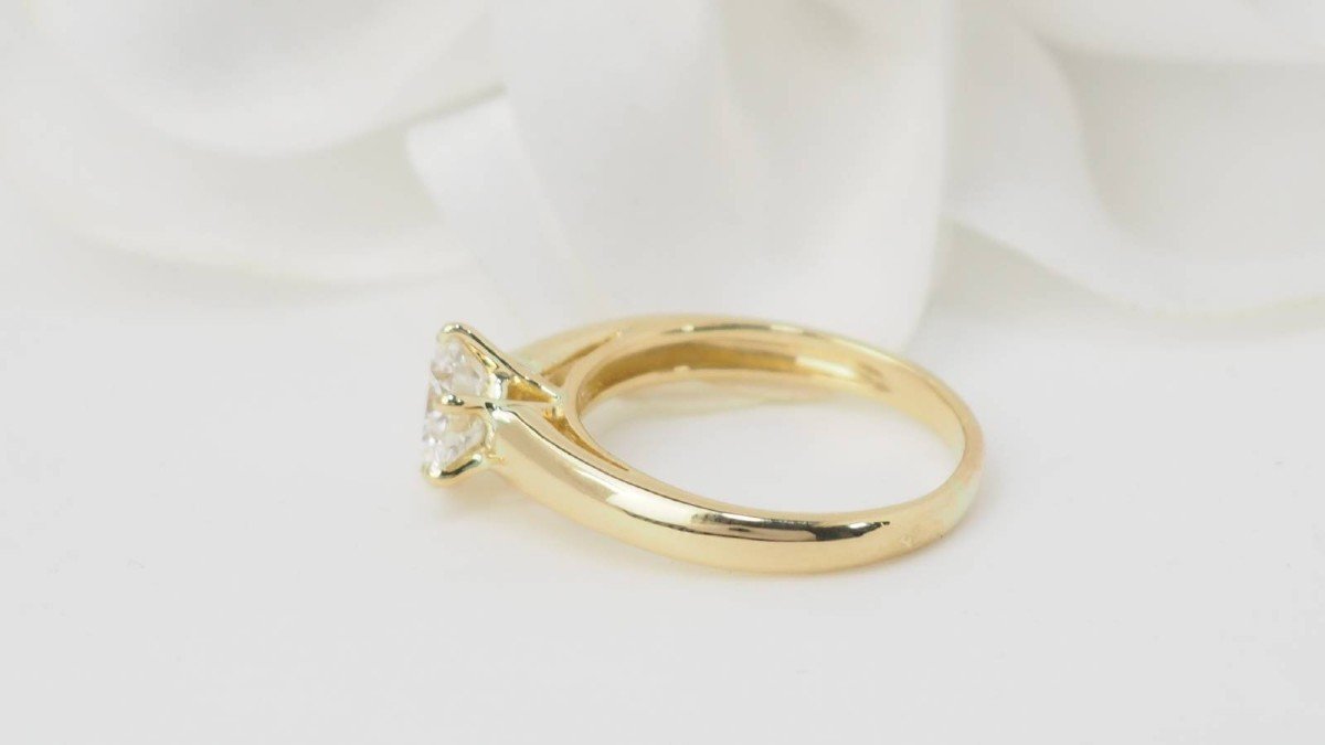 Bague Solitaire En Or Jaune Et Diamant De 1,05ct-photo-4