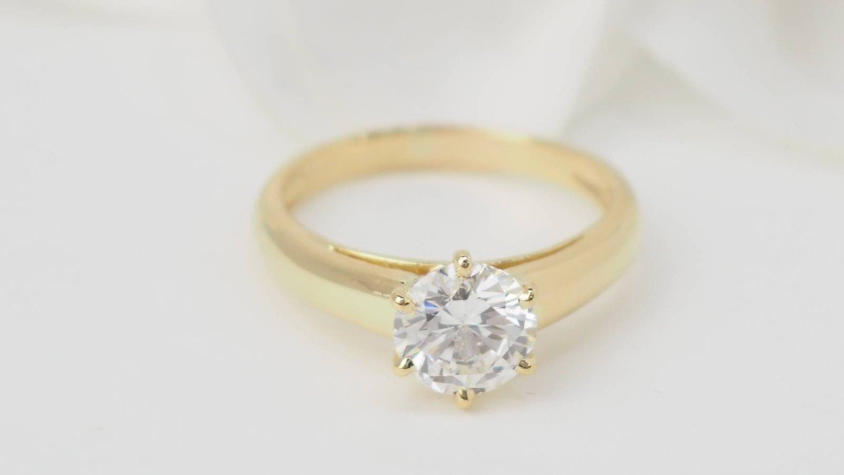 Bague Solitaire En Or Jaune Et Diamant De 1,05ct-photo-1