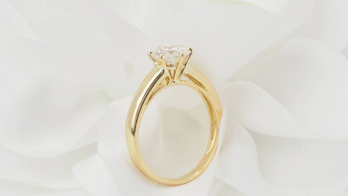 Bague Solitaire En Or Jaune Et Diamant De 1,05ct-photo-2