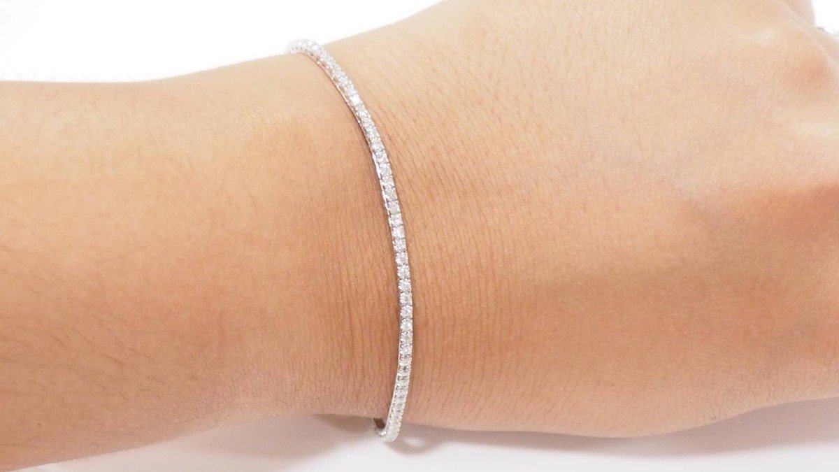 Rivière Bracelet In White Gold And 1ct Diamonds-photo-2