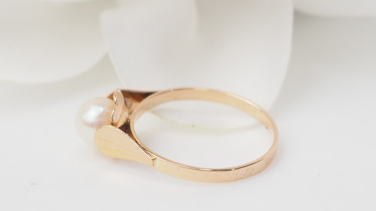 Rose Gold And Cultured Pearl Ring-photo-4