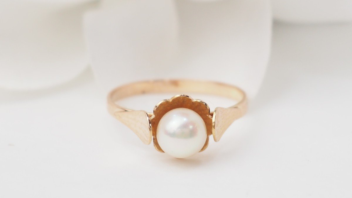 Rose Gold And Cultured Pearl Ring