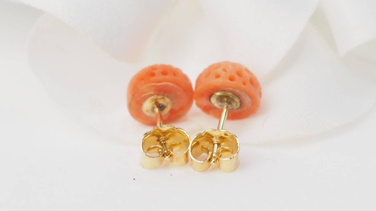 Boucles d'Oreilles Corail Sculpté-photo-1