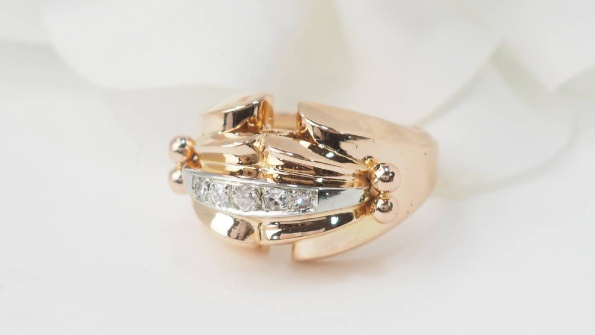 40s Tank Ring In Rose Gold And Diamonds -photo-4